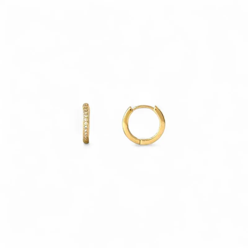 Brinco Argola Banhado a Ouro 18k com 1 Linha de Zircônias - 1,3cm