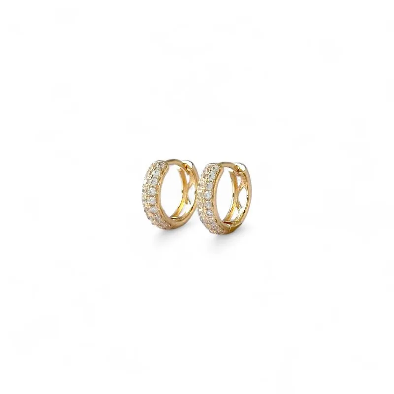 Brinco Argola Banhado a Ouro 18k com 2 Linhas de Zircônias - 1,2cm