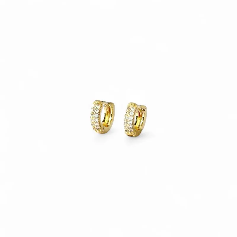 Brinco Argola Banhado a Ouro 18k com 2 Linhas de Zircônias