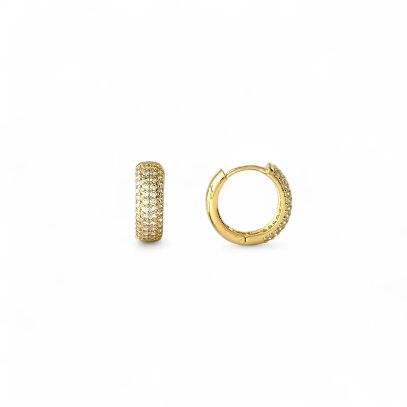 Brinco Argola Banhado a Ouro 18k com 4 Linhas de Zircônias - 1,7cm