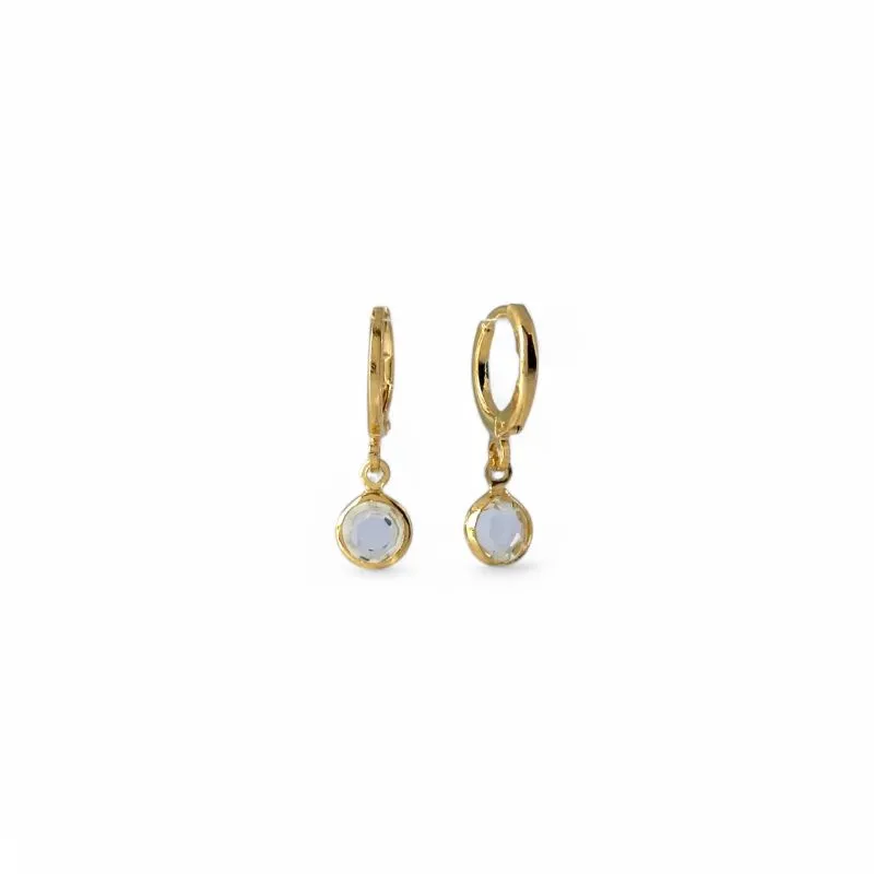 Brinco Argola Banhado a Ouro 18k com Zircônia Pendurada