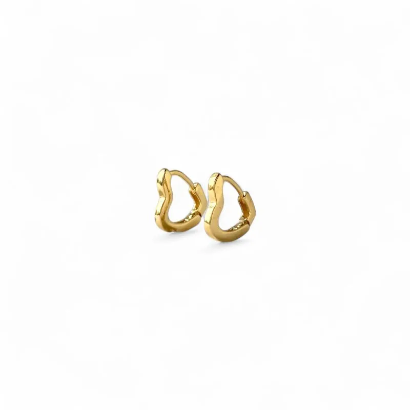 Brinco Argola Coração Banhado a Ouro 18k Liso - 0,6cm
