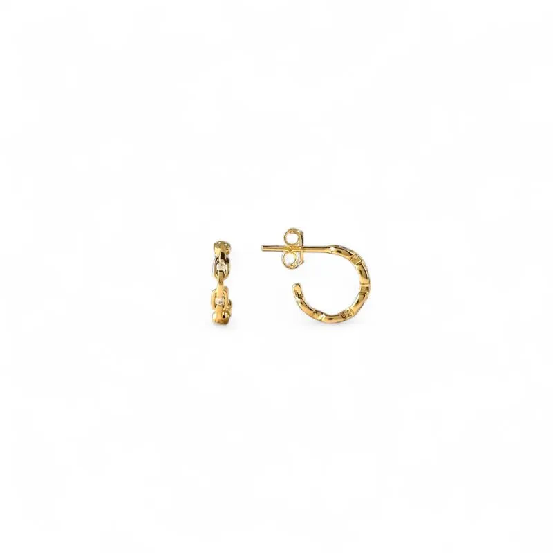 Brinco Argola Corrente Banhado a Ouro 18k com Zircônias