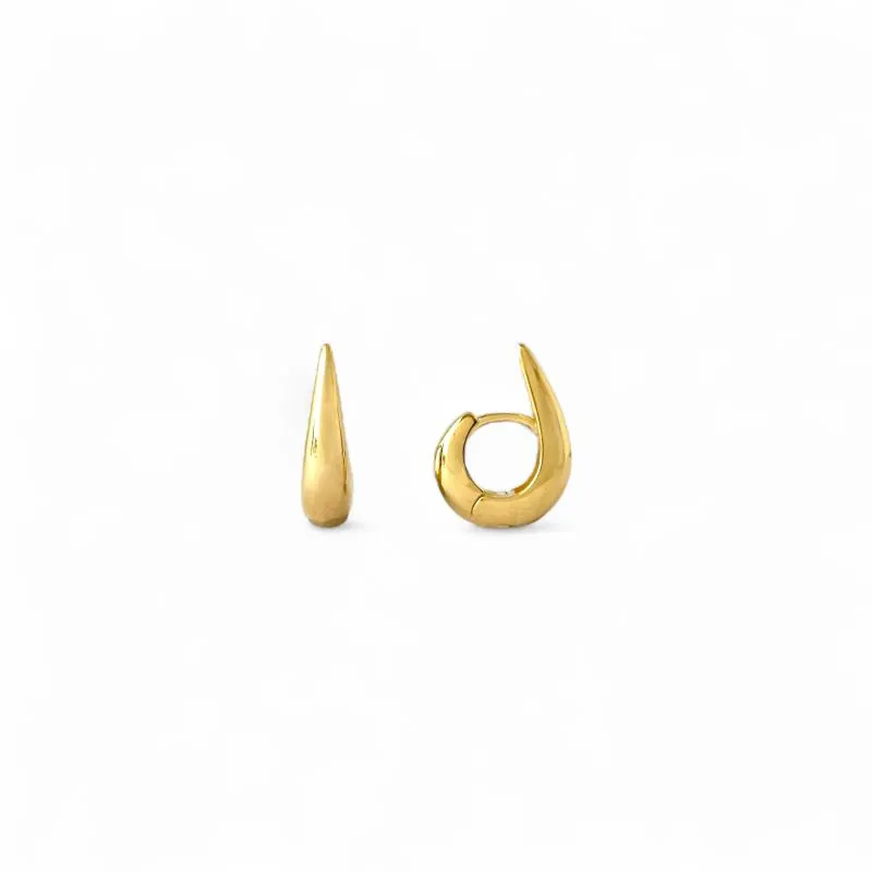 Brinco Argola em Formato Gota Banhado a Ouro 18k Liso