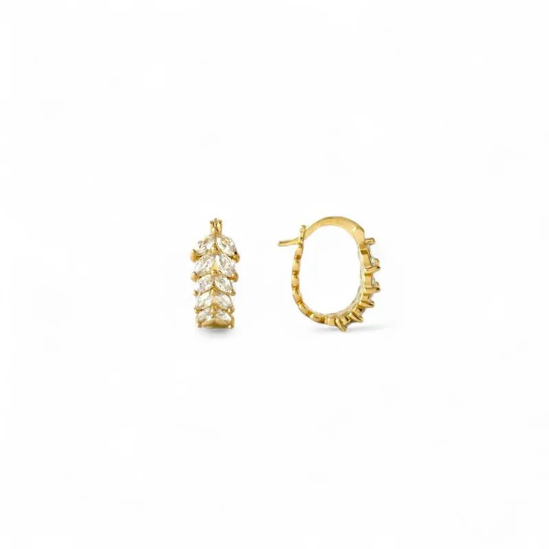 Brinco Argola Folhas Banhado a Ouro 18k com Zircônias