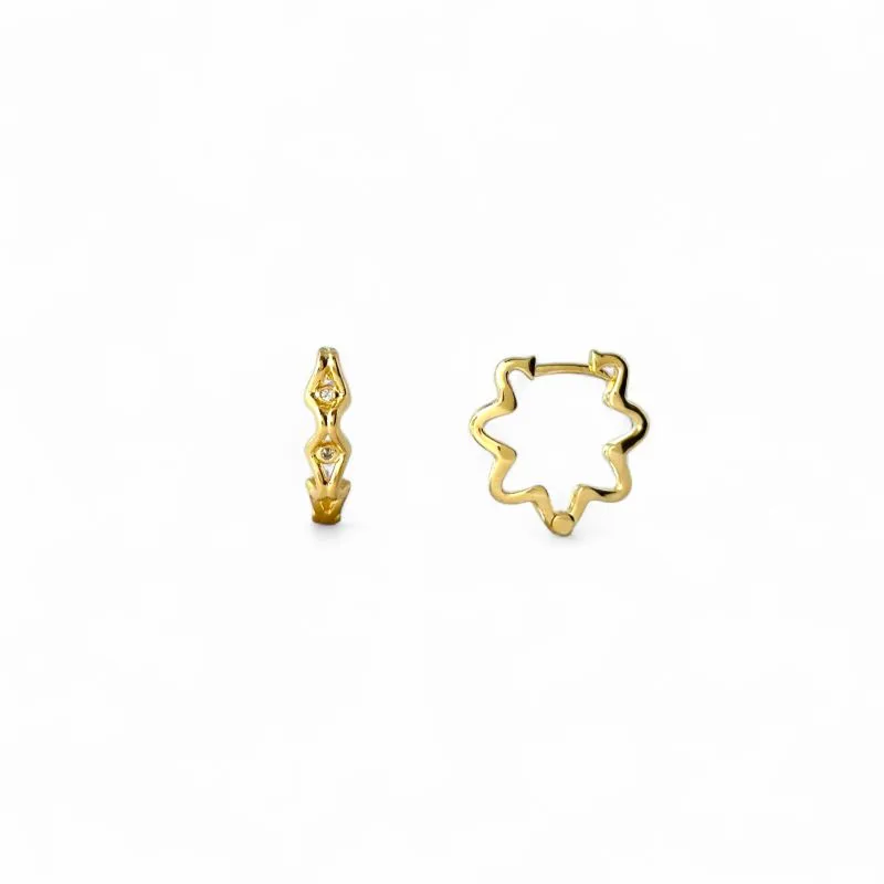 Brinco Argola Ondulada Banhada a Ouro 18k com Zircônias