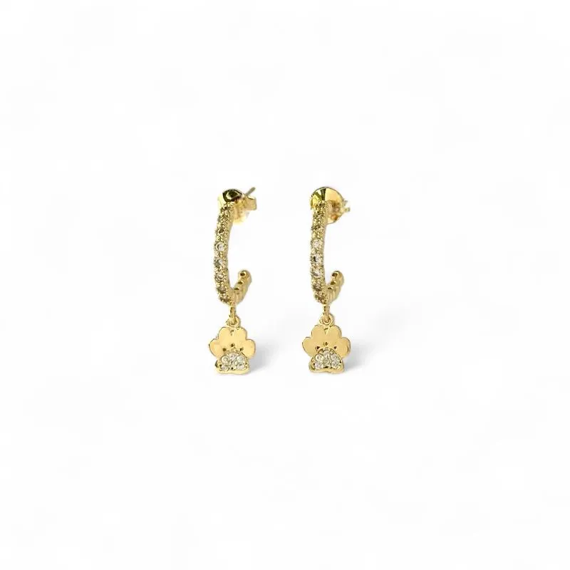 Brinco Argola Pata Pendurada Banhado a ouro 18k com Zircônias