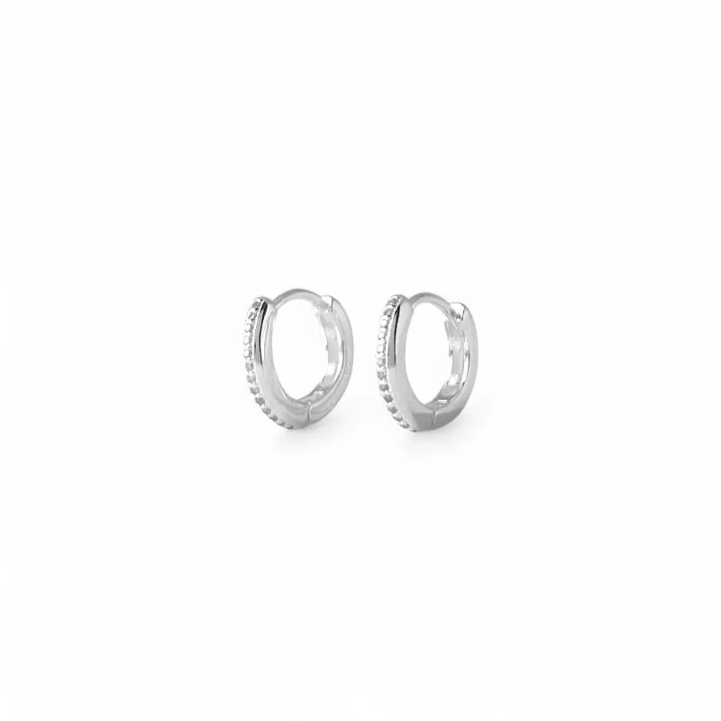 Brinco Argola Prata 925 com 1 Linha de Zircônias - 1,2cm
