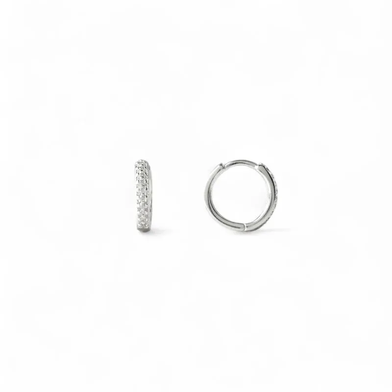 Brinco Argola Prata 925 com 1 Linha de Zircônias - 1,5cm