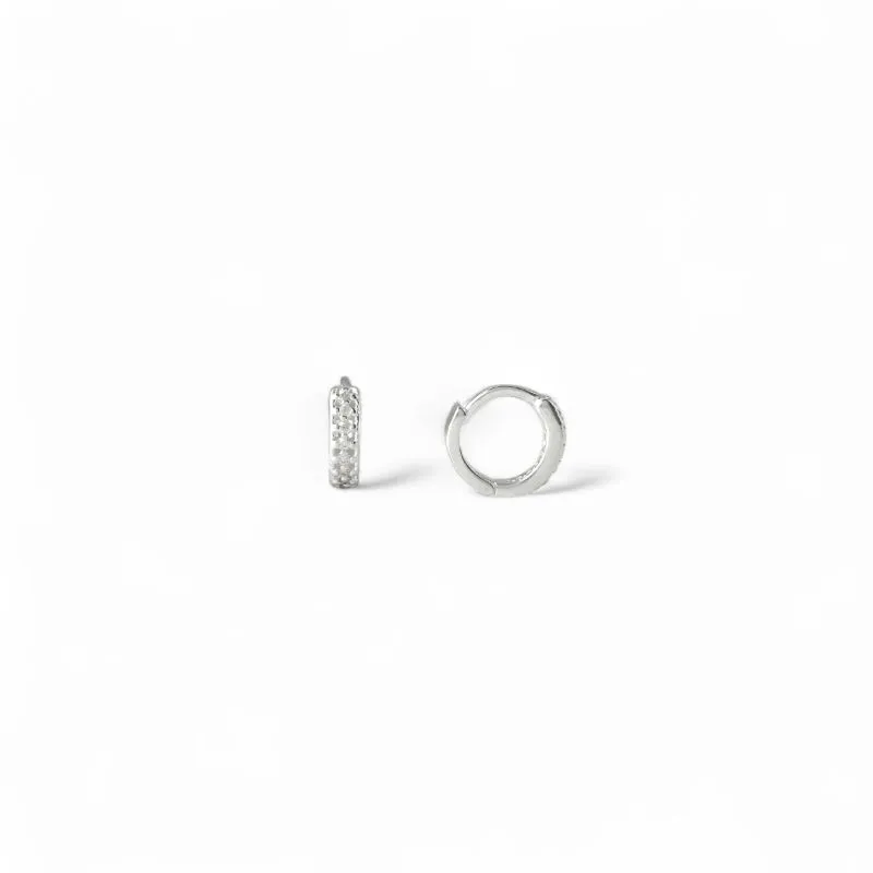 Brinco Argola Prata 925 com 1 Linha de Zircônias - 1cm