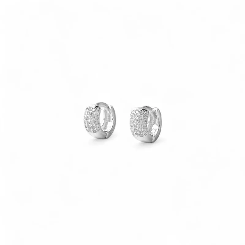 Brinco Argola Prata 925 com Zircônias - 0,8cm