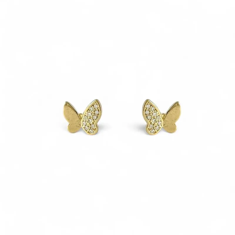 Brinco Borboleta Banhado a Ouro 18k com Zircônias - 0,8cm