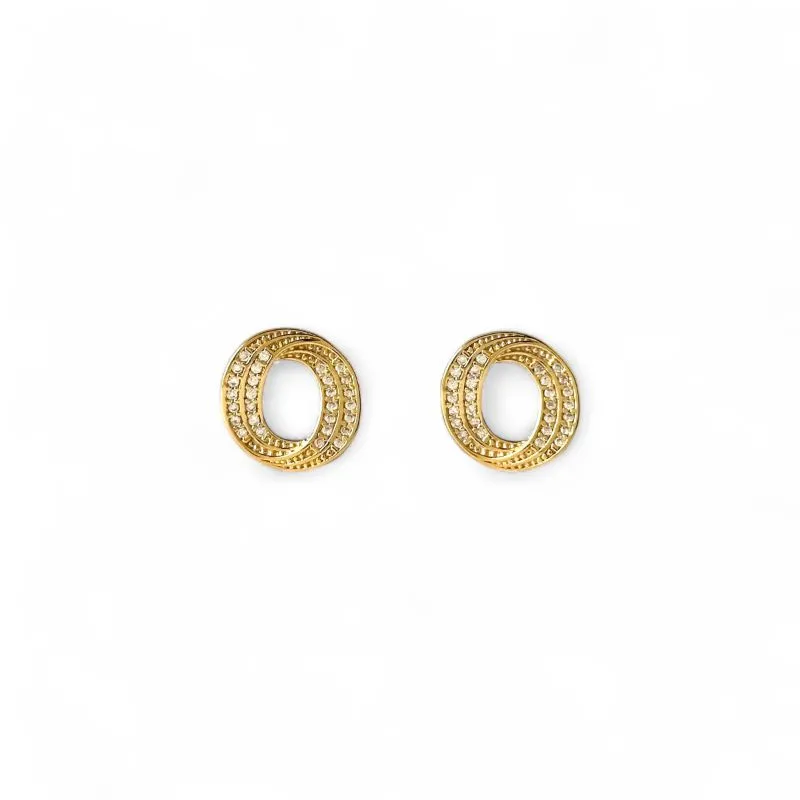 Brinco Círculo Duplo Banhado a Ouro 18k com Zircônias