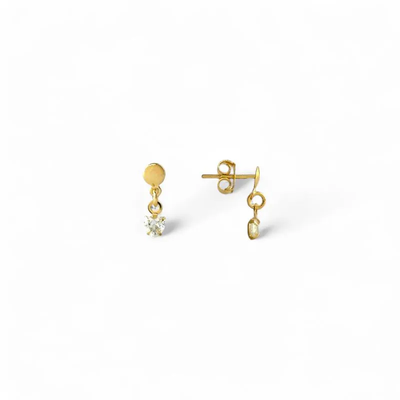 Brinco Coração Banhado a Ouro 18k com Zircônia Pendurada