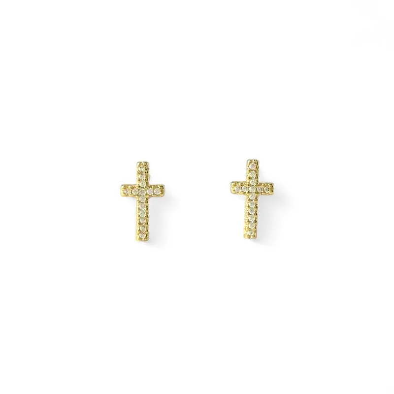 Brinco Cruz Banhado a Ouro 18k com Zircônias