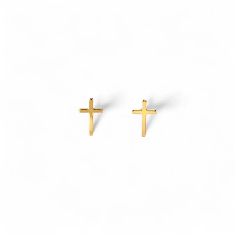 Brinco Cruz Banhado a Ouro 18k Liso
