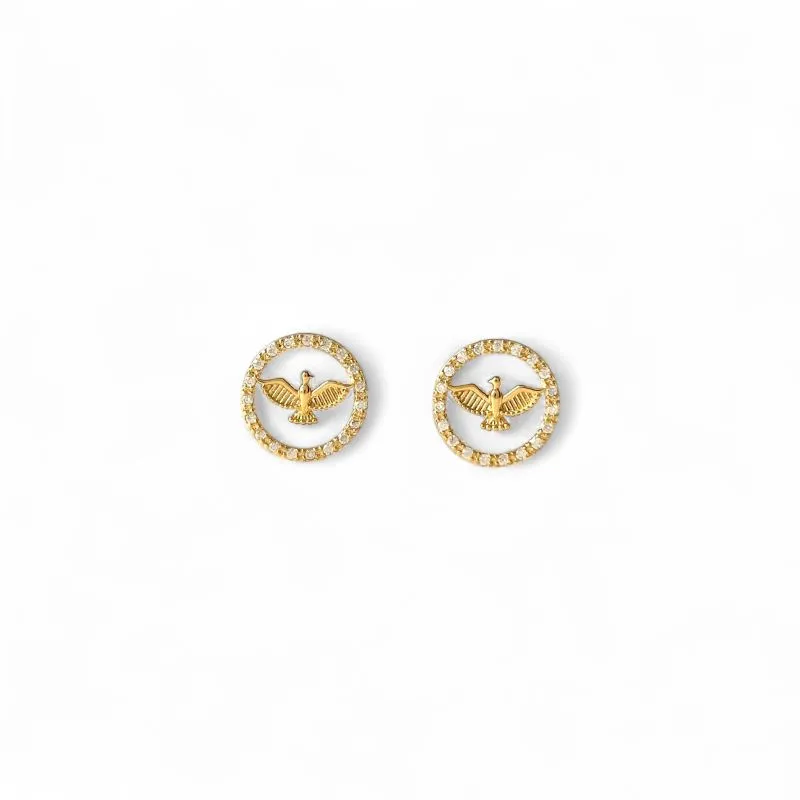 Brinco Espírito Santo e Medalha Banhado a Ouro 18k com Zircônias
