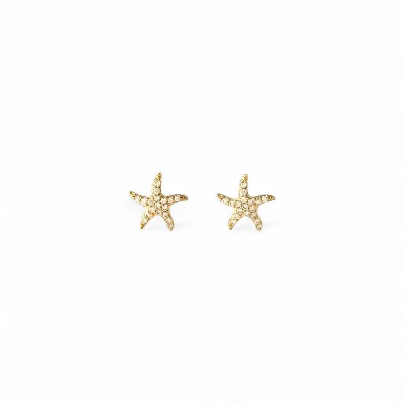 Brinco Estrela do Mar Banhado a Ouro 18k com Zircônias