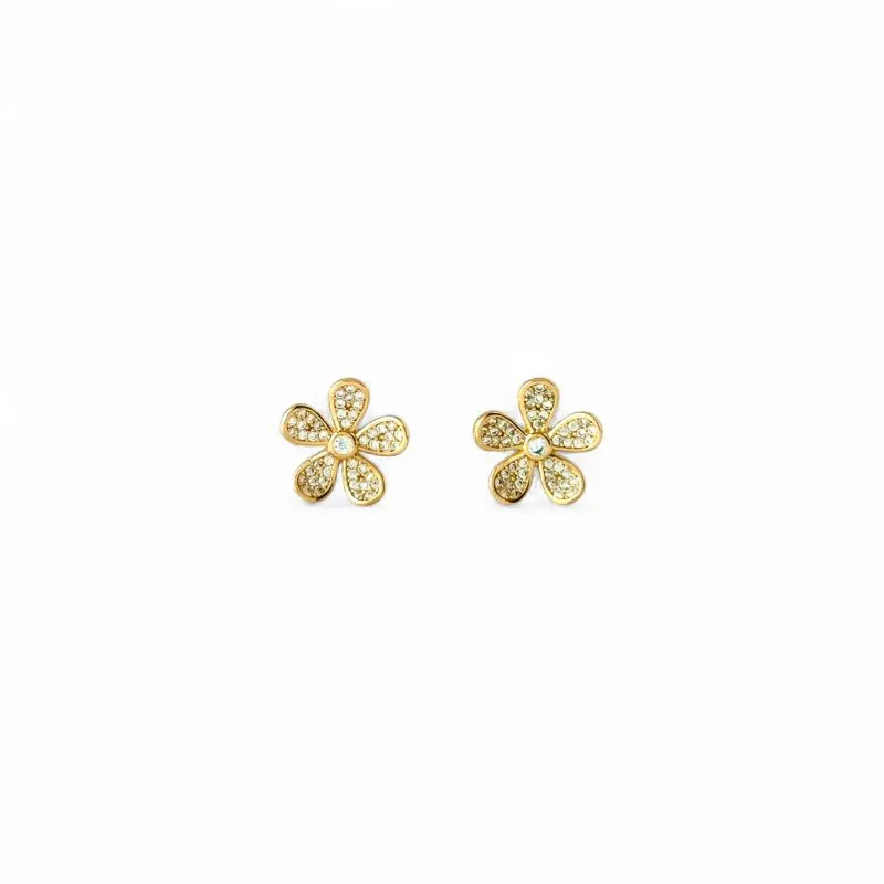 Brinco Flor Banhado a Ouro 18k e Zircônias