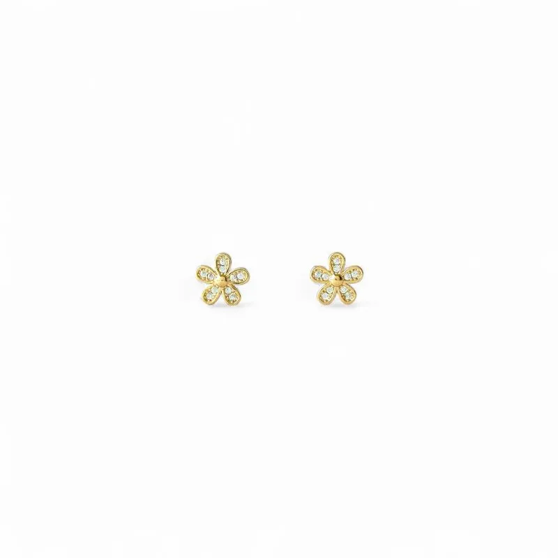 Brinco Flor Banhado a Ouro 18k e Zircônias