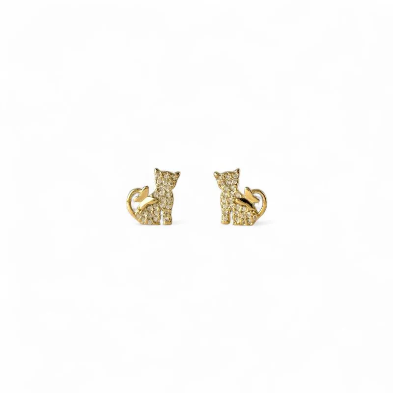 Brinco Gato Banhado a Ouro 18k com Zircônias