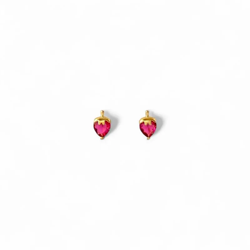 Brinco Morango do Amor Banhado a Ouro 18k com Zircônia