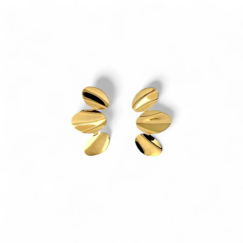 Brinco Orgânico Earcuff Banhado a ouro 18k 3 Folhas