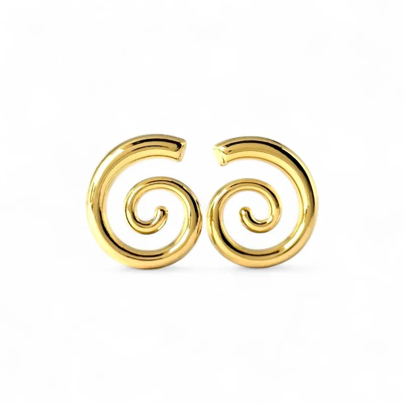 Brinco Orgânico Espiral Banhado a Ouro 18k