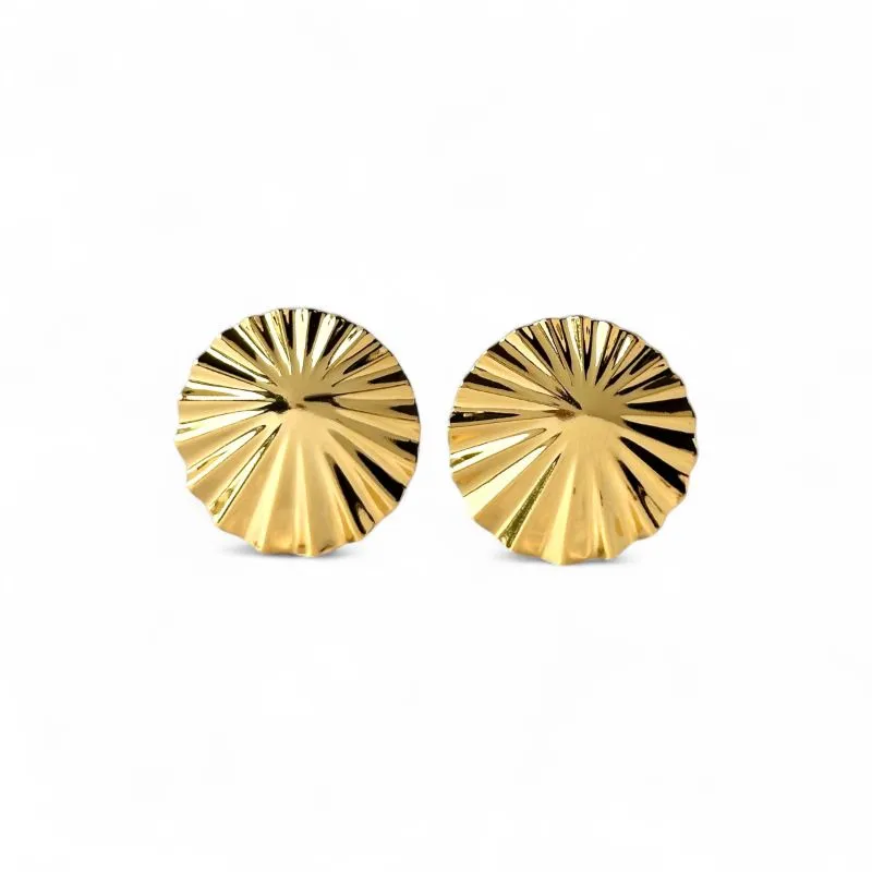 Brinco Orgânico Maximalista Rendondo Banhado a Ouro 18k Ondulado