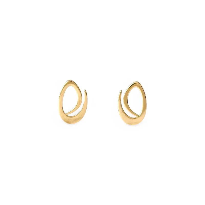 Brinco Oval Banhado a Ouro 18k Liso