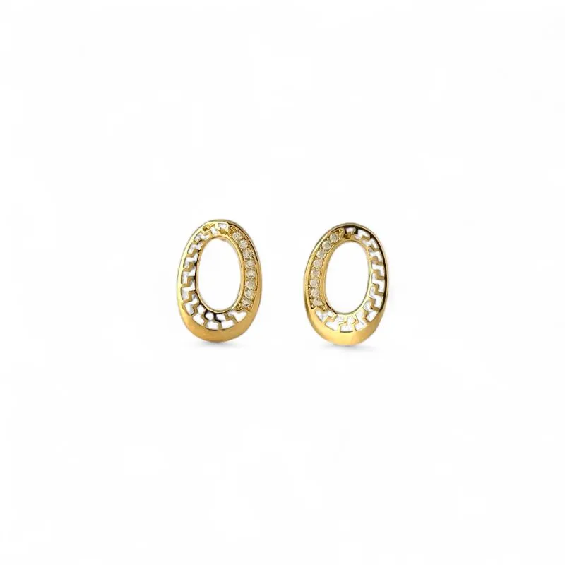Brinco Oval Banhado a Ouro 18k Vazado com Zircônias