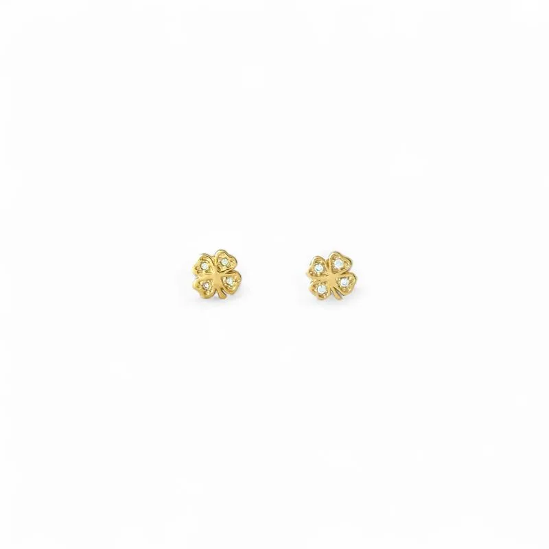 Brinco Trevo Banhado a Ouro 18k com Zircônias