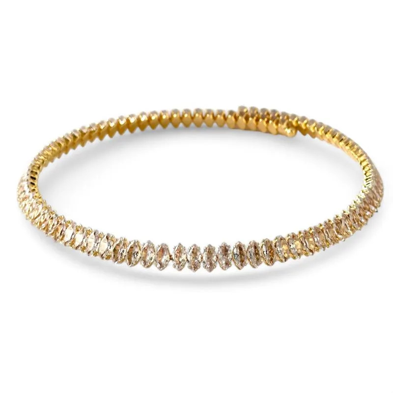 Colar Choker Aro Rivieira Banhado a Ouro 18k Cravejado com Zircônias Ovais