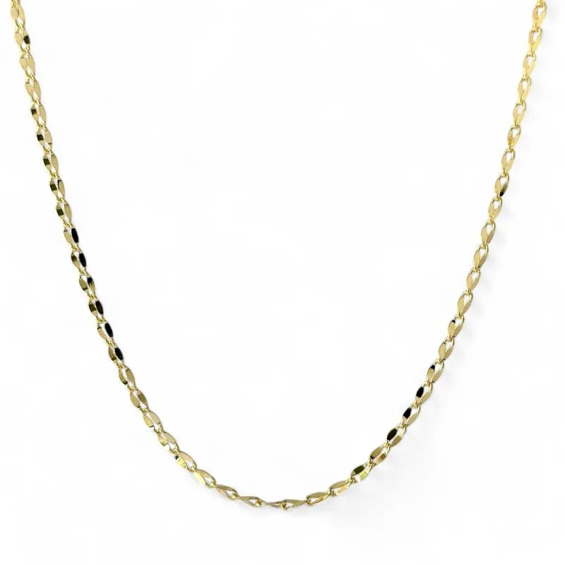 Colar Elo Laminado Banhado a Ouro 18k Trabalhado - 40cm