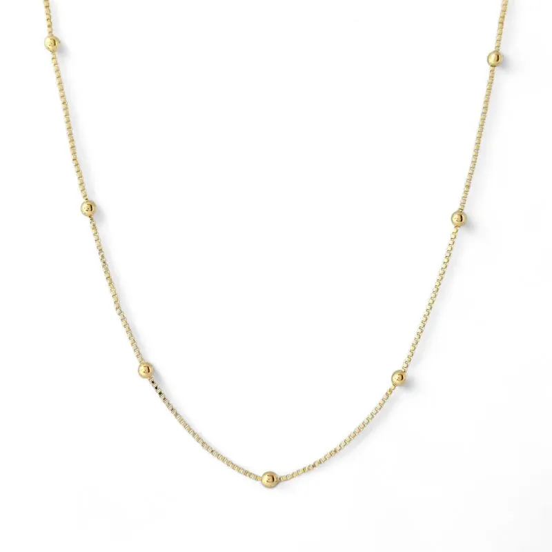 Colar Veneziana e Bolinha Banhado a Ouro 18k - 60cm