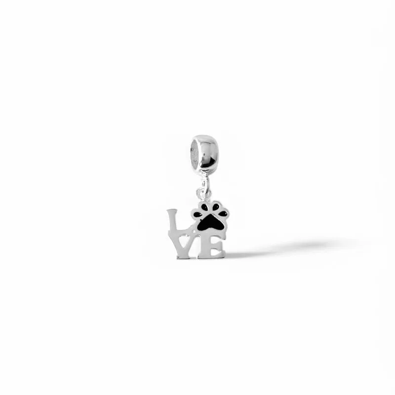Pingente Berloque Pata e Love Prata 925