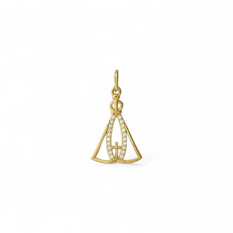 Pingente Nossa Senhora Banhado a Ouro 18k Vazado com Zircônias