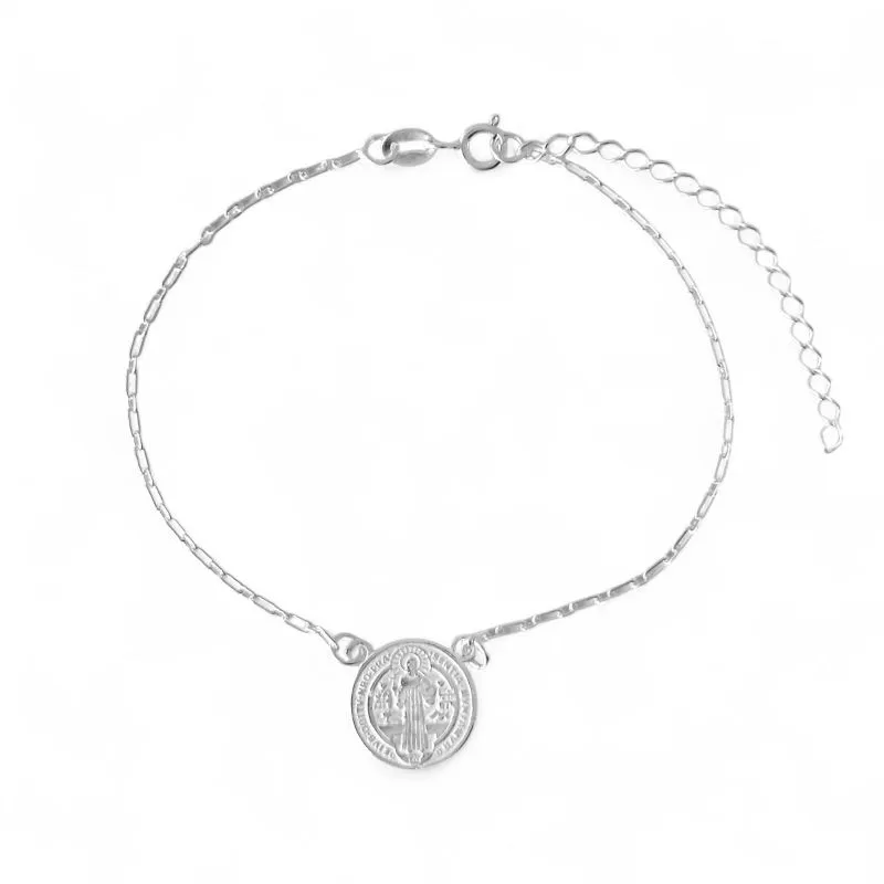 Pulseira Cartier com Medalha de São Bento Prata 925