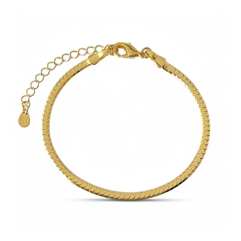 Pulseira Fita Laminada Banhada a Ouro 18k - 3mm