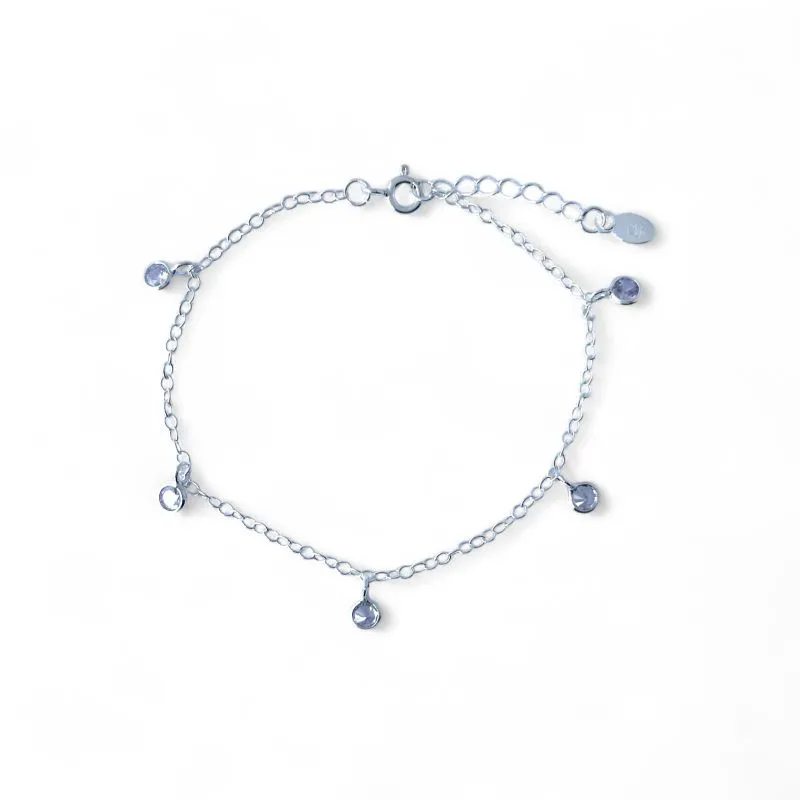 Pulseira Prata 925 com Zircônias Penduradas