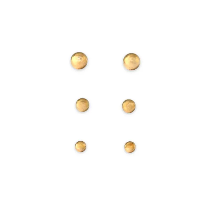 Trio de Brincos Bola Lisa Banhado a Ouro 18k