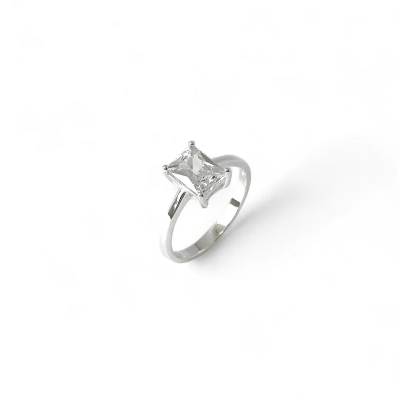 Anel Prata 925 com Zircônia Retangular