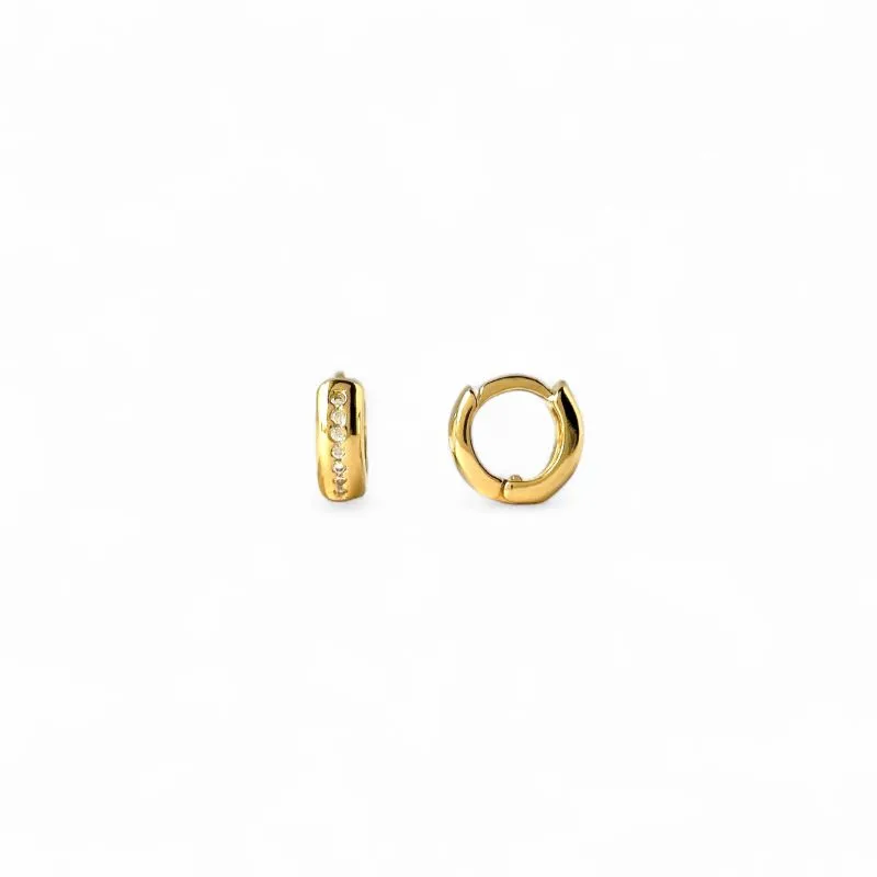 Brinco Argola Banhado a Ouro 18k com 1 Linha de Zircônias - 1cm