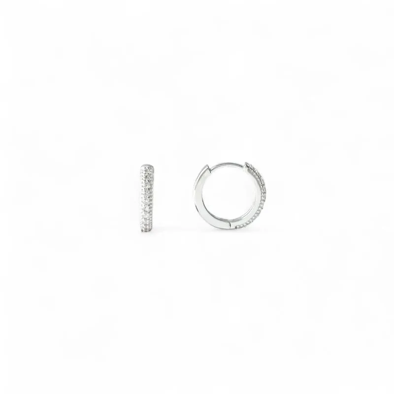 Brinco Argola Prata 925 com 1Linha de Zircônias - 1,5cm