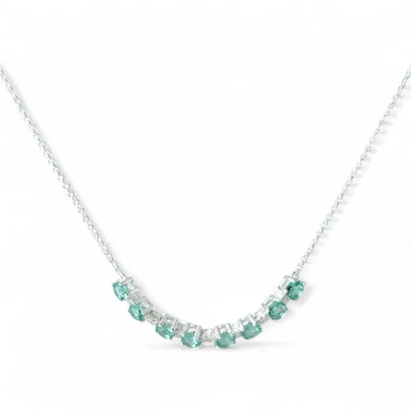 Colar Prata 925 com Linha de Zircônias Azul Tiffany