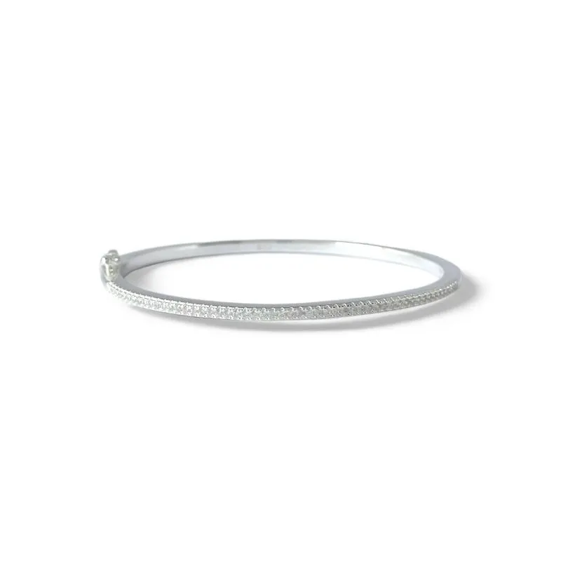 Pulseira Bracelete Prata 925 Cravejado com Zircônias com Fecho