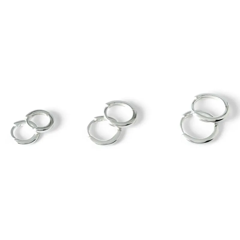 Trio de Brincos Argola Prata 925 Liso
