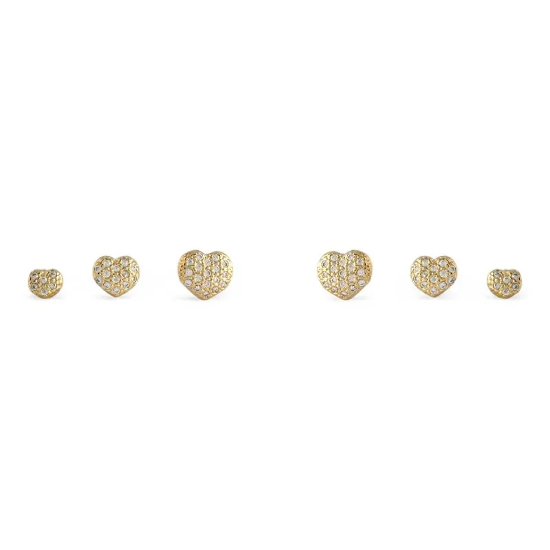 Trio de Brincos Coração Banhado a Ouro 18k com Zircônias