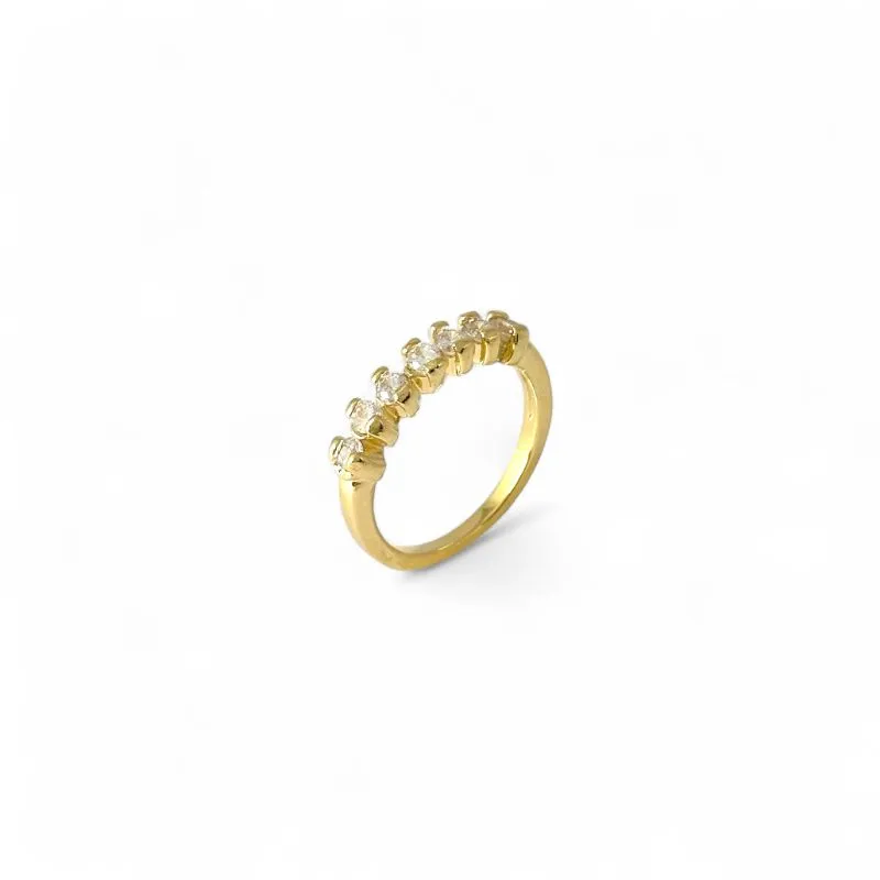 Anel 7 Pedras Banhado a Ouro 18k com Zircônias Tam19