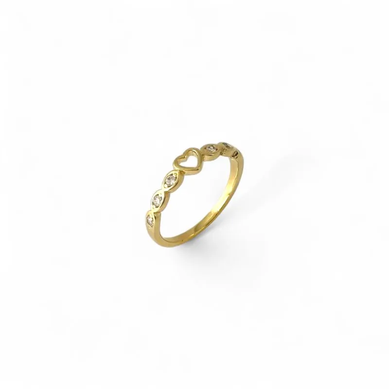 Anel Coração Banhado a Ouro 18k e Aro Eye Estilo Olho com Zircônias Tam18